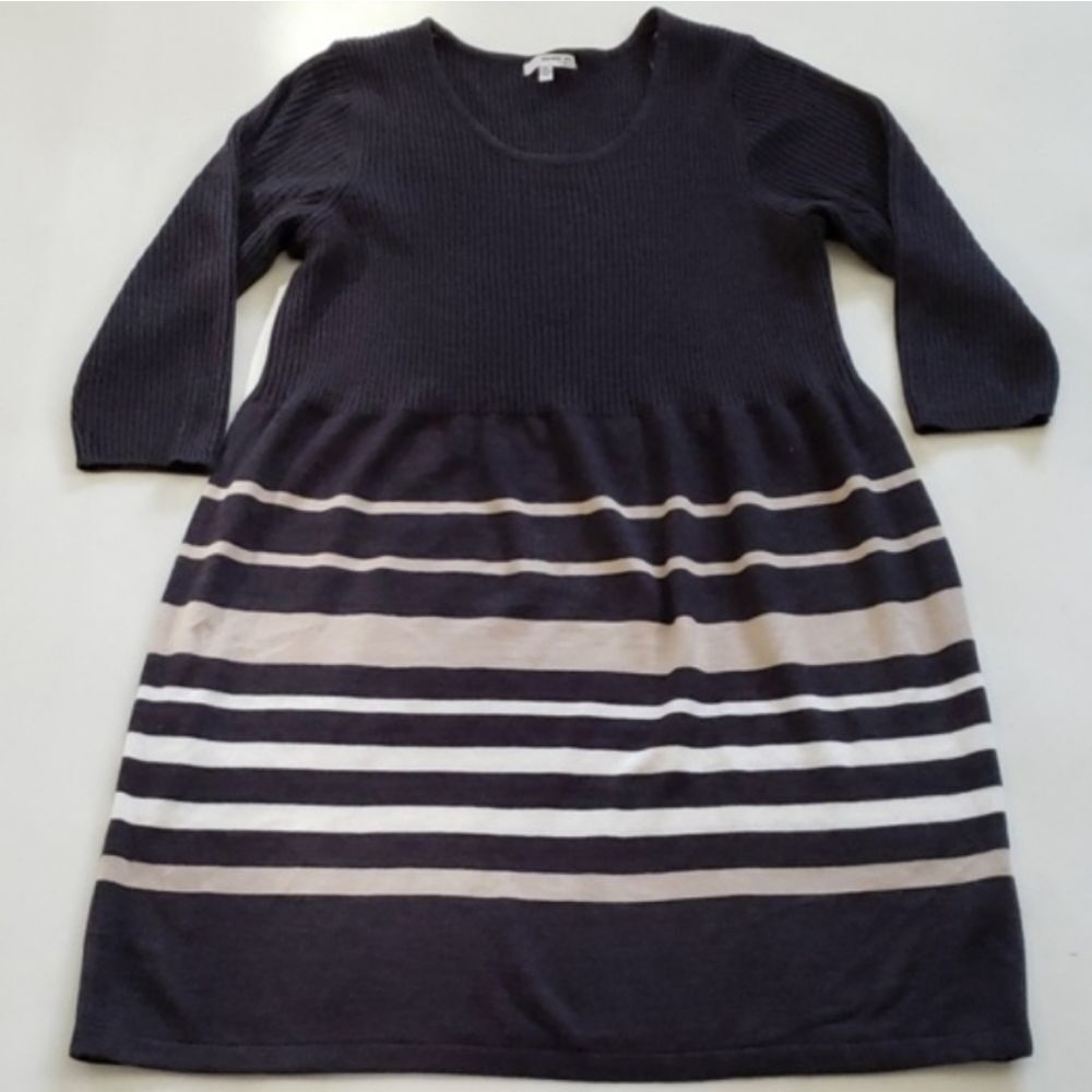 🩵STUDIO ONE NY women's 2X gray stripe sweater dress